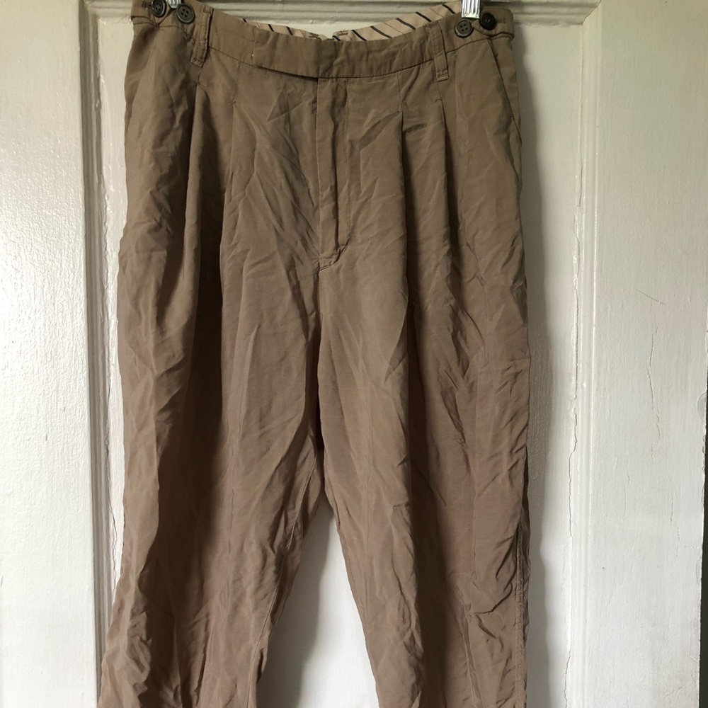 Pas De Calais silk pleated cropped trousers